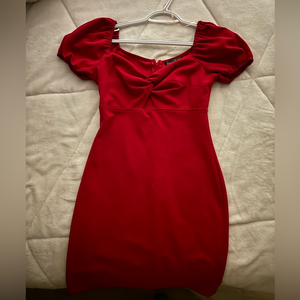 Red Square Neck Cutout Mini Polly Dress💋